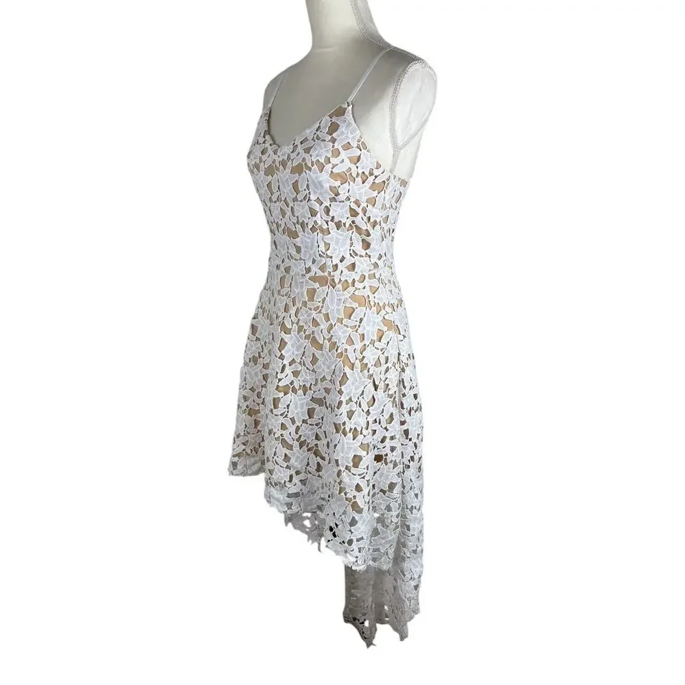 Elegant White Lace High Low Dress - Picture 5 of 9